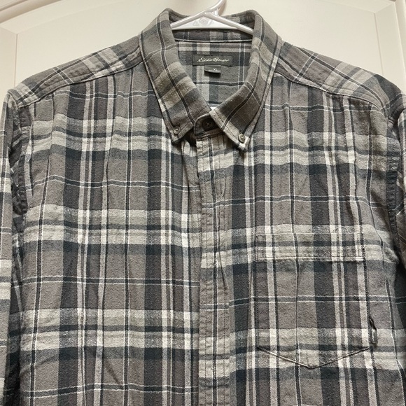 Eddie Bauer Other - Eddie Bauer Men’s XL Black & Gray Plaid Flannel Shirt Outdoorsy Camping Fishing